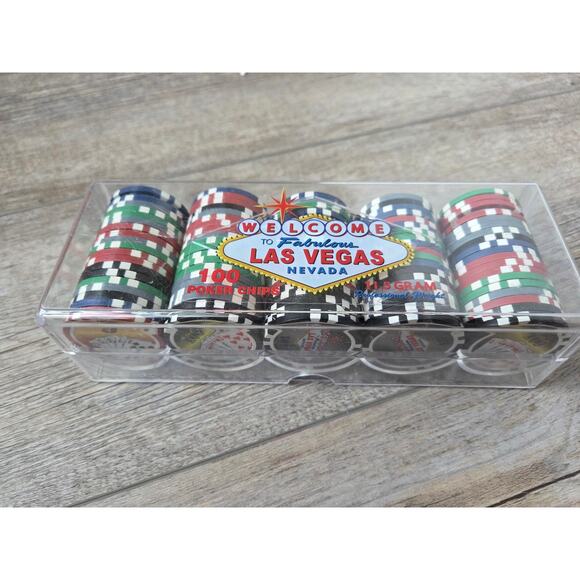 🎲 Fabulous Las Vegas Nevada 100-Count Poker Chip Set (Missing 4 Chips) 🎲 - Picture 1 of 7
